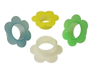 (37340) JUEGO 4 SERVILLETEROS REDONDO PLASTICO FLOR MULTICOLOR - Picture 1 of 2