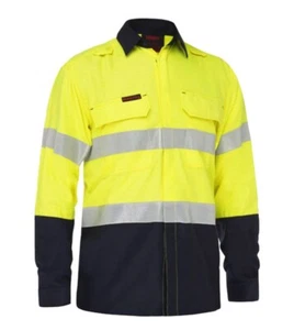 BISLEY APEX 185 TAPED HI VIS FR RIPSTOP VENTED SHIRT SIZE SMALL - Picture 1 of 2