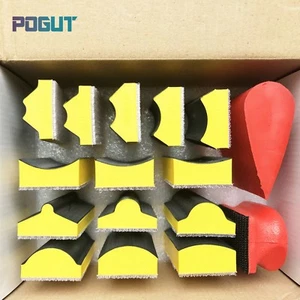 Juego de 16 piezas de base de almohadilla de lijadora de mano de bloque abrasivo para papel de disco de lijado de gancho y bucle - Imagen 1 de 3