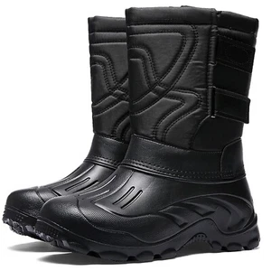 Men’s Faux Fur Lined Mid-Calf Snow Boots Warm Winter Shoes Nonslip Outdoor Boots - Picture 1 of 8