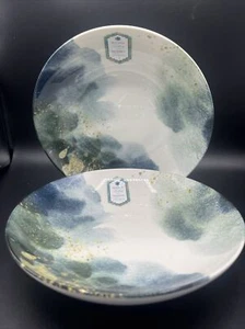 SET OF 2 INTESA HOME BLUE/GOLD/WHITE/GREEN PASTA BOWLS 9 1/4” NEW - Picture 1 of 4