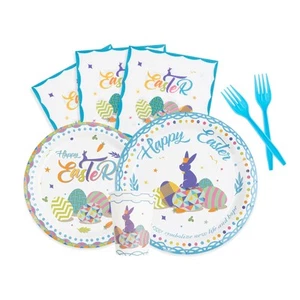 Easter Party Set - Easter Plates And Napkins Set - Plates, Cups, Napkins, For... - Picture 1 of 7