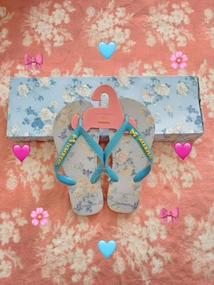 💕LoveShackFancy X Havaianas Mujer Azul Susurro 🩵Top Chanclas🤍Talla 5/6 Foto 1 de 4