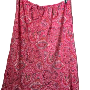 NY & CO Skirt Womens Size L Pink Paisley 100% Silk knee length Y2K Barbiecore - Picture 1 of 7