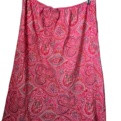 NY & CO Falda Mujer Talla L Rosa Paisley 100% Seda Hasta la Rodilla Y2K Barbiecore Foto 1 de 4