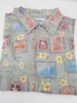 Reyn Spooner Hawaiian Shirt Mens Medium Vintage 100% Cotton Stamps - Image 1 of 3