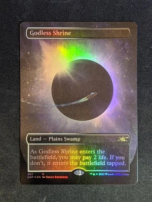 Godless Shrine (Borderless) Unfinity Foil DAMAGED (CREASE) - Image 1 of 3