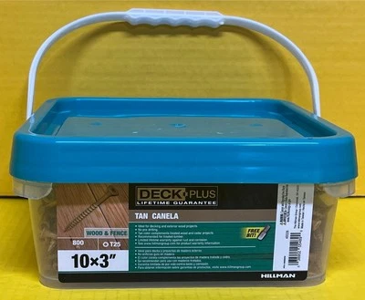 Hillman 49326 Deck Plus #10 x 3 英寸 - T25 - 木质和栅栏棕褐色甲板螺丝 - 800 件。 — 第 1/4 张图片