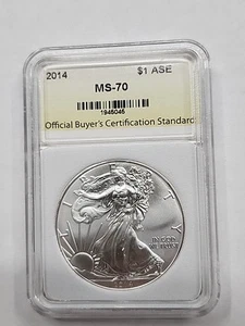 2014 American Silver Eagle GRADED MS70 .999 1oz Silver Coin OBCS #1945045 - Picture 1 of 12