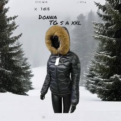 Giubbotto Piumino Blauer donna Nero Pellicciotto Brillantini taglia S M L