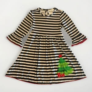 Rare Editions Festtagskleid Mädchen 6 Weihnachtsbaum schwarz weiß gestreift rot NEU - Bild 1 von 20