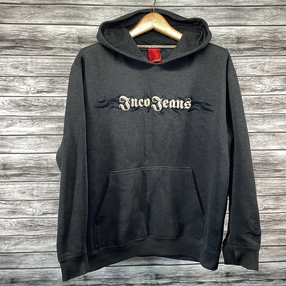 Sudadera con Capucha JNCO Jeans De Colección Para Hombre Gris Medio Monopatín Y2K Envejecido Foto 1 de 4