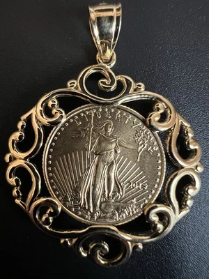 14K/22K Gold Solid Liberty Coin Scroll Design Pendant, 5.5g - Image 1 of 4
