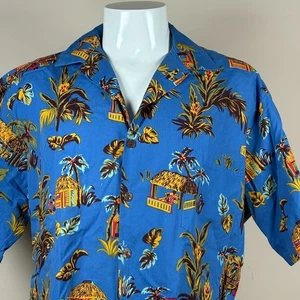 Hilo Hattie Hawaiian Mens Shirt XL Grass Shack Tiki Bar Flowers Aloha Friday - Picture 1 of 8