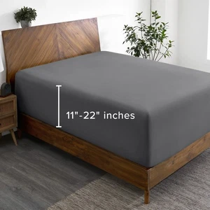 Bare Home 22" Deep Pocket Fitted Sheet - Premium 1800 Microfiber - Picture 1 of 126
