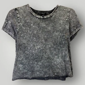 Torrid Relaxed Fit Burnout T-Shirt Women's Size 1 Gray With Bling - Picture 1 of 7