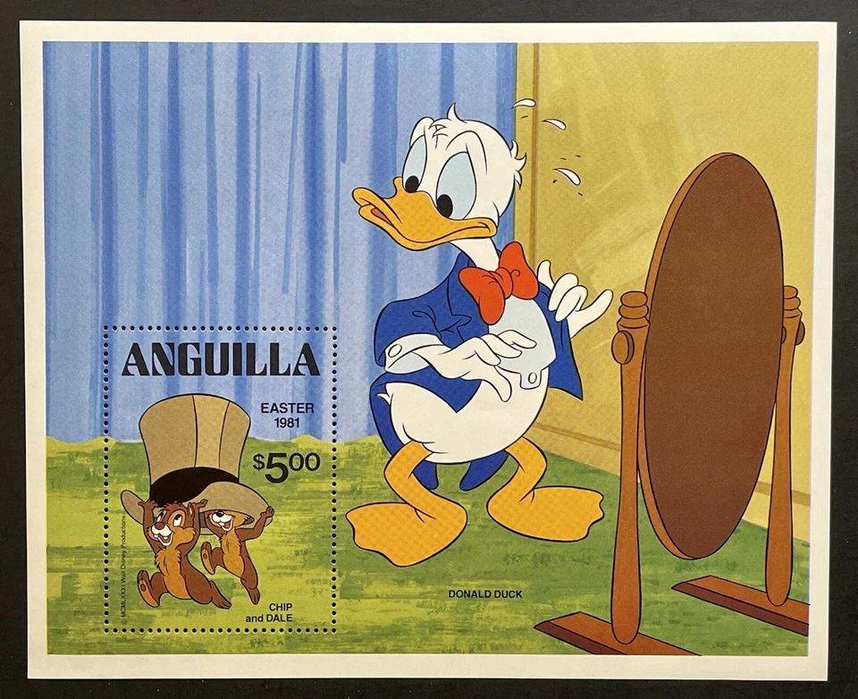 ANGUILLA EASTER DISNEY STAMPS SOUVENIR SHEET 1981 MNH DONALD DUCK CHIP & DALE 1 - Image 1 of 1