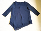 Womens Top-JONES NEW YORK-navy blue silky asymmetrical 3/4 stretch knit slv-8
