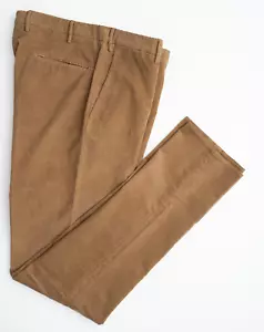 NWT INCOTEX Brown Cotton Corduroy Flat Front Slim Fit Dress Pants 40 (EU 56) - Picture 1 of 8