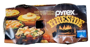 Pyrex Fireside Amber Glass Bake 'N Eat Dishes by Corning 4 16oz Bowls New T1308 - Picture 1 of 12