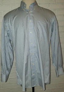 Men's Kirkland Signature Blue Stripe Long Sleeve Button Front Shirt Size Large - Picture 1 of 3