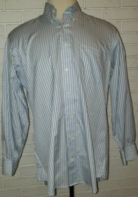 Men's Kirkland Signature Blue Stripe Long Sleeve Button Front Shirt Size Large - Image 1 of 3