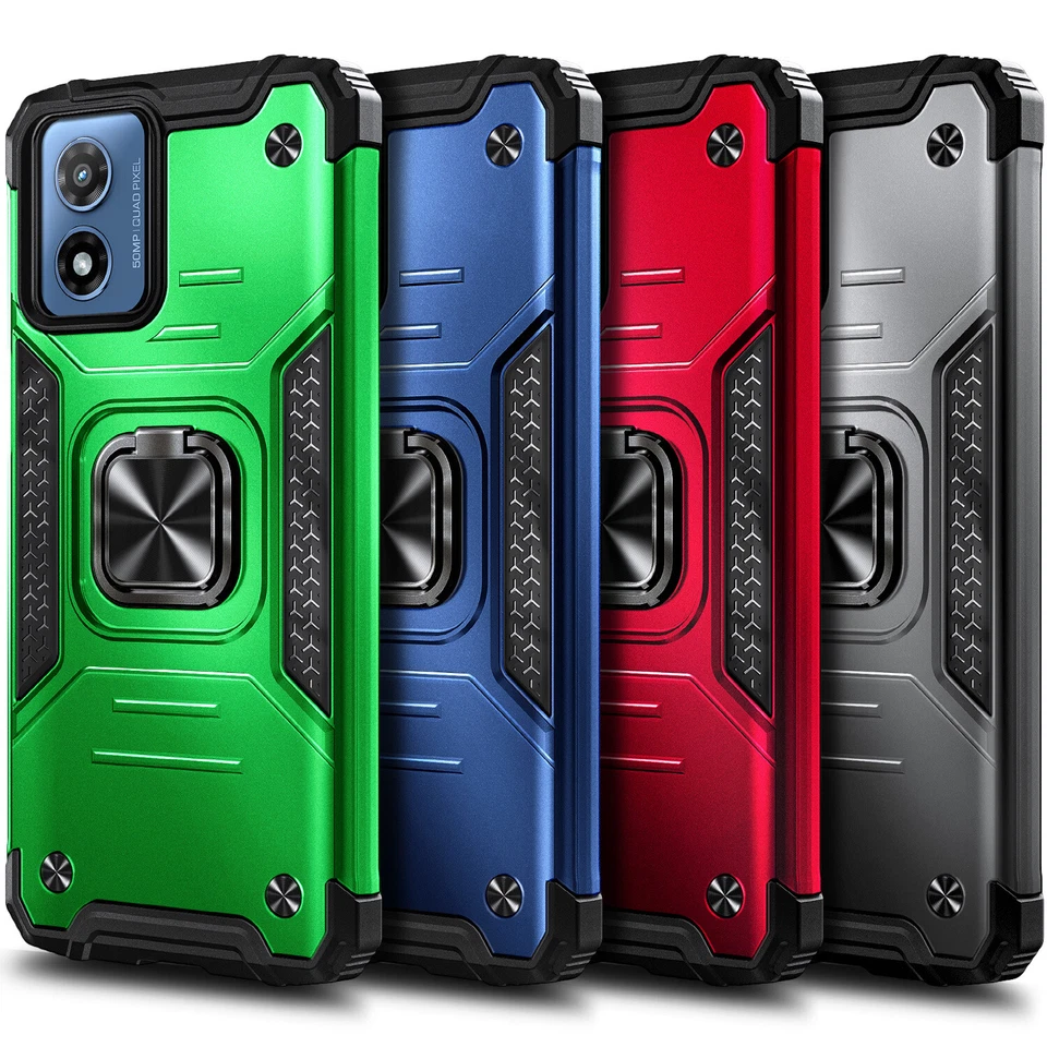 For Motorola Moto g PLAY (2024), Shockproof Ring Stand Case with Tempered Glass - Image 1 of 4
