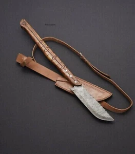 HERMOSO CUCHILLO BOWIE DE CAZA DE ACERO DAMASCO HECHO A MANO PERSONALIZADO MANGO ROSA WOeOD - Imagen 1 de 1