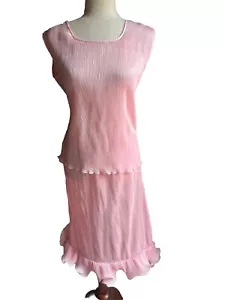 Donna Vinci Skirt Set Vintage Dressy Micro Pleated Pink Dressy Cocktail 12 Large - Picture 1 of 4
