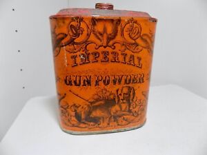 Vintage Imperial Eureka Gun Powder Flask Hunting Shot USA Tin Can c1900s EMPTY