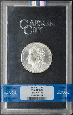 1883 CC Morgan Silver Dollar GSA Hoard NGC MS 64 PL ✪COINGIANTS✪ - Image 1 of 2