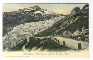 Postcard glacier, Furkastrasse, Rhone glacier and Hotel Belvedere, circa 1900 - Picture 1 of 2