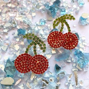 Divertidos pendientes de diamantes de imitación en forma de cereza - Imagen 1 de 3