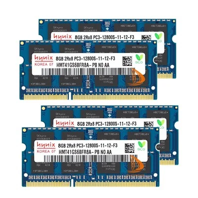 RAM 4pcs DDR3 8GB Hynix 1600mhz 2RX8 PC3-12800S 204pin SO-DIMM Laptop`Memory-CPU - Image 1 of 4