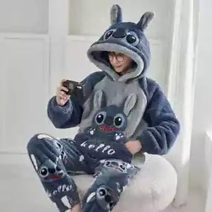 Set Pigiama Lilo Stitch Invernale Ispessito Caldo Bambola Abbigliamento Casa Regalo Compleanno - Foto 1 di 13