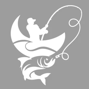 Fisherman catching a fish car Sticker Decal , for boat, Motorhome , vehicle - Picture 1 of 1
