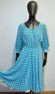 Vintage 80s dress LOUIS FERAUD polka dots silk 38FR 6US made in W. Germany - Picture 1 of 12