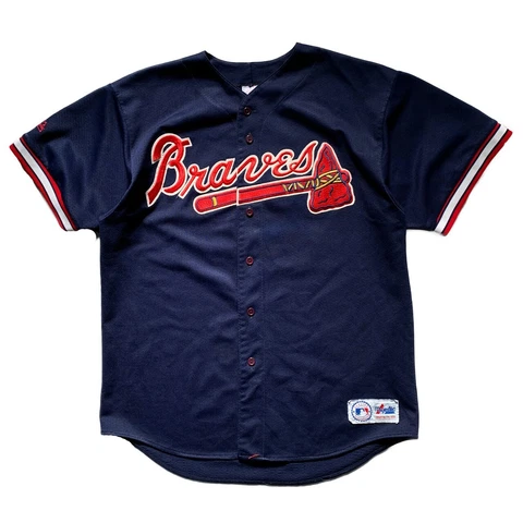 VTG 90s MLB ATLANTA BRAVES CHIPPER JONES #10 JERSEY MADE IN USA SIZE XL Cover