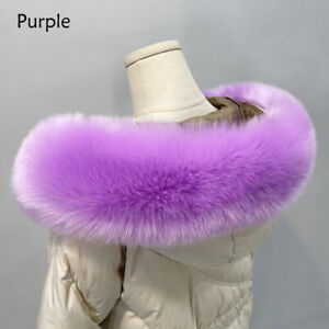Womens Faux Fox Fur Collar Hooded Trim Thick Hat Collar Shawl Wrap Coat Jacket