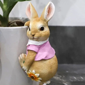 Cute Rabbit Figurine Decoration Resin Flower Pot Pendant for Outdoor Indoor Yard - Picture 1 of 18