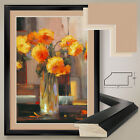 32W"X44h": Floral Sunrise By Jennie Tomao - Vase - Double Matte, Glass And Frame