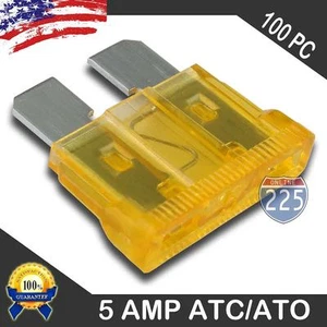 100 Pack 5 AMP ATC/ATO STANDARD Regular FUSE BLADE 5A CAR TRUCK BOAT MARINE PCS - Picture 1 of 5