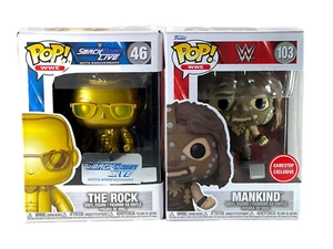 Funko Pop Mankind Gamestop The Rock Gold Wrestling WWF WWE 46 103 - Picture 1 of 10