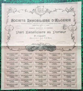 Algérie - Siège à Paris - Très Belle Sociéte Immobilière d'Algérie du 10/06/1899 - Picture 1 of 2