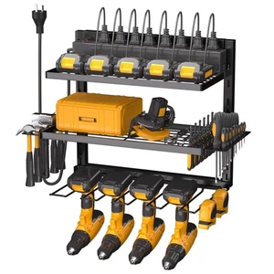 Elektrowerkzeug Organizer Wandhalterung mit Ladestation, 4 Bohrmaschinenhalter Kabellos... - Bild 1 von 8