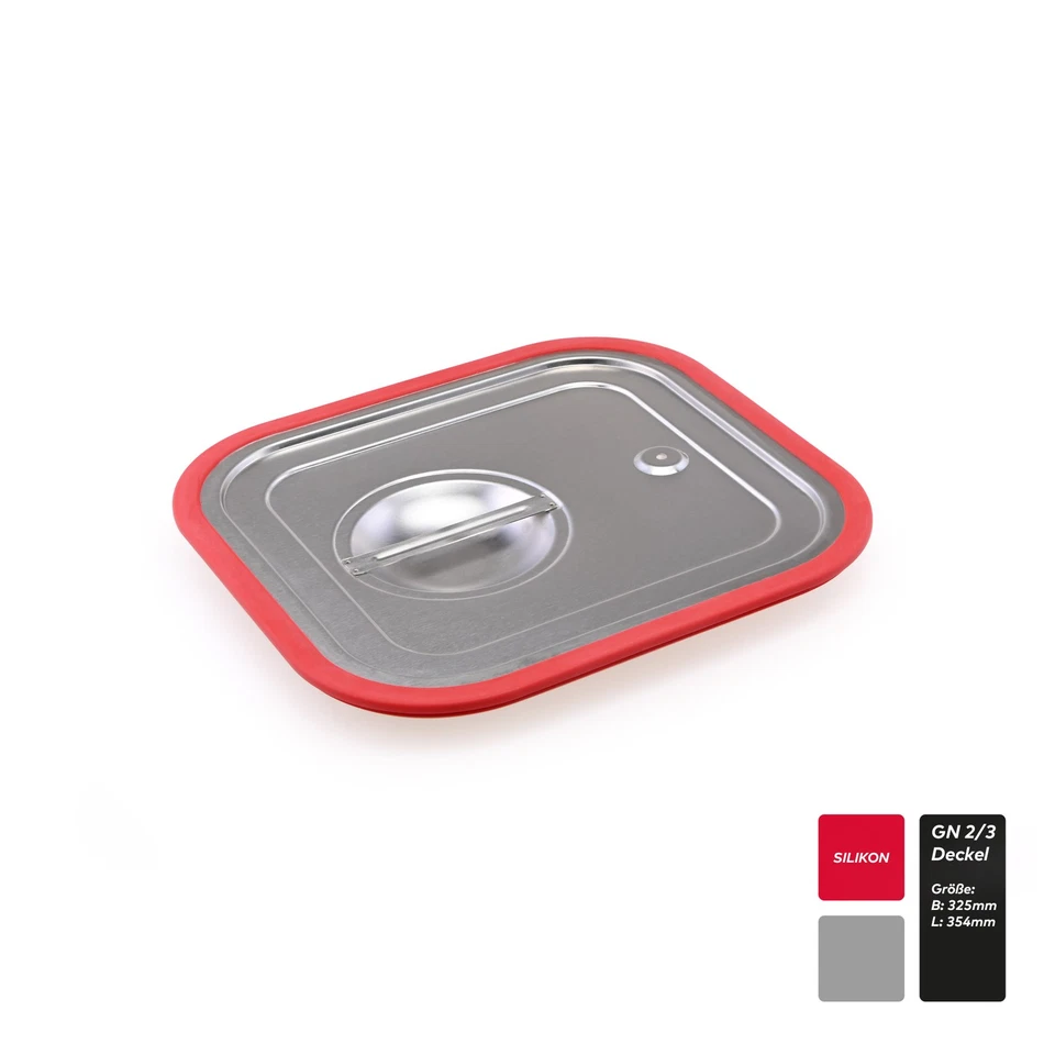TEKNOSTAHL GN Behälter Silikondeckel Gastronorm Edelstahl 2/3