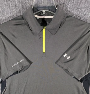 Under Armour 1/4 Zip Golf Polo Shirt Mens Small Gray Cold Black Performance - Picture 1 of 19