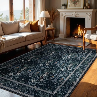 Alfombras Lavables a Máquina 5x7, Alfombra Boho Floral para Dormitorio Antideslizante, Suave para... Foto 1 de 4