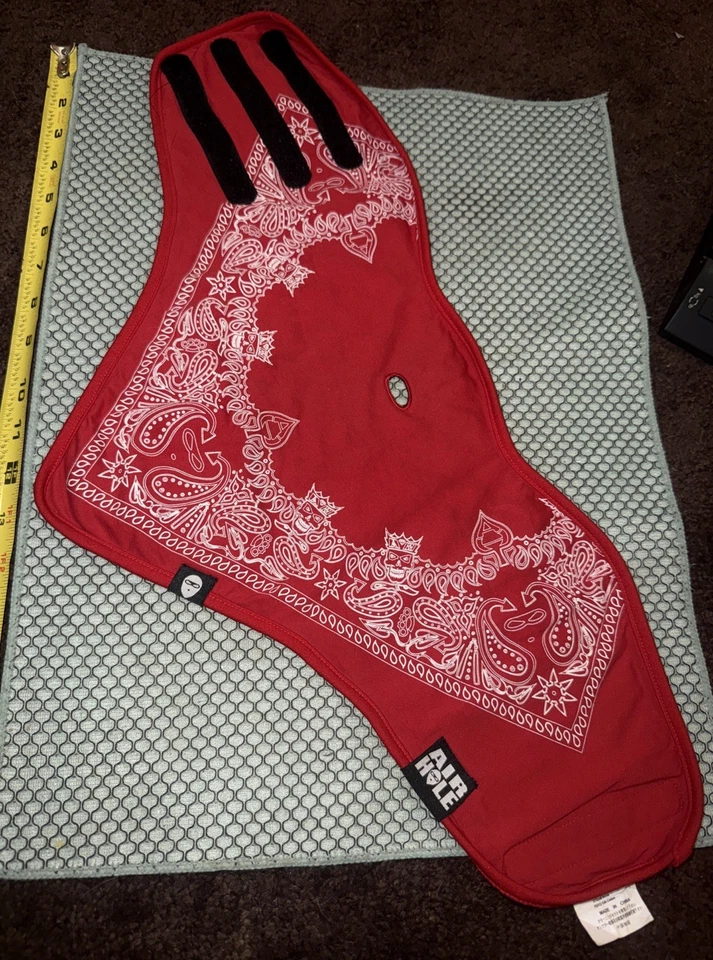 Vintage Air Hole Red Bandana Print Snowboard Face Mask vlcro Fleece Airhole Rare - Image 1 of 4