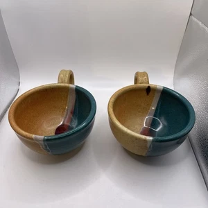 Juego de 2 cuencos de cerámica de estudio firmados WALT GLASS con mango años 90’s - Imagen 1 de 13